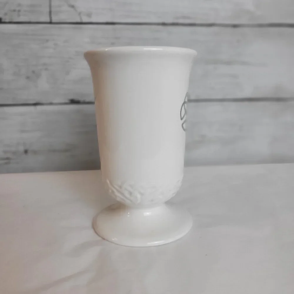 Vintage Russ Celtic Blessings Mug Stoneware Coffee White #29259 pedestal trinity
